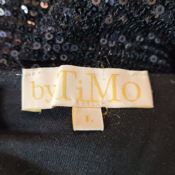 byTiMo Sequined Cocktail Puff Sleeve Mini Dress L Black Open Back Statement - Picture 12 of 16